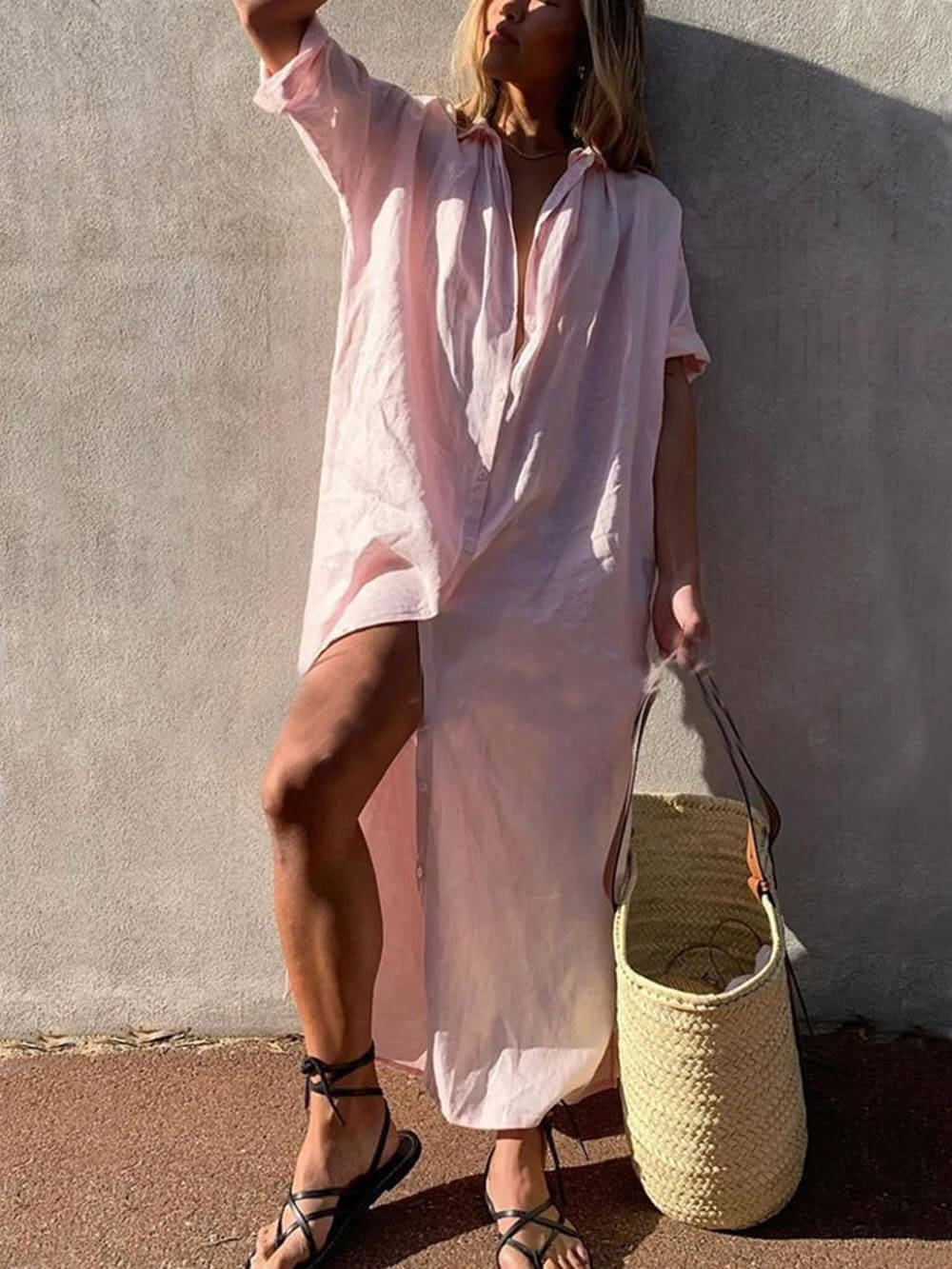 Concept Simple Maxi Shirt Dress Olympus London