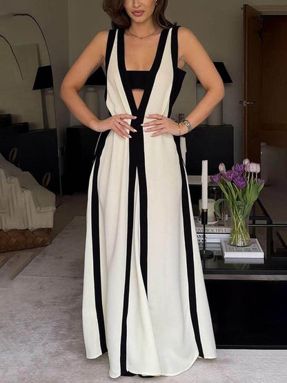 Colorblock Reversible Style A-Line Maxi Dress Olympus London
