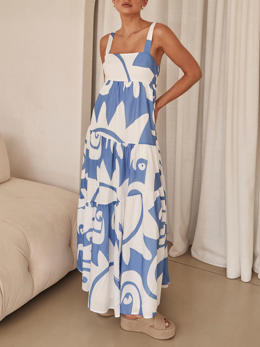 Enchanting Geometric Print Maxi Dress Olympus London
