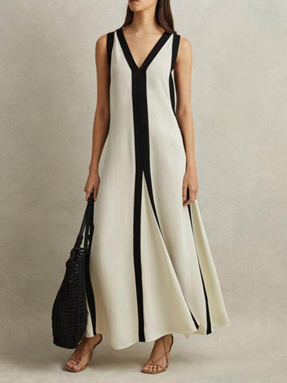 Colorblock Reversible Style A-Line Maxi Dress Olympus London
