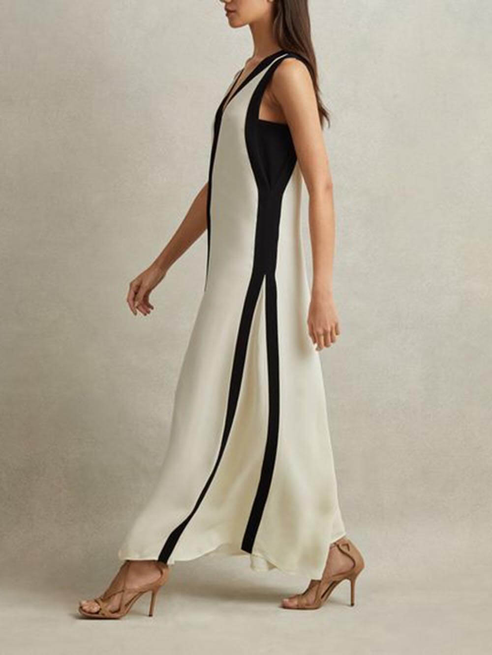 Colorblock Reversible Style A-Line Maxi Dress Olympus London