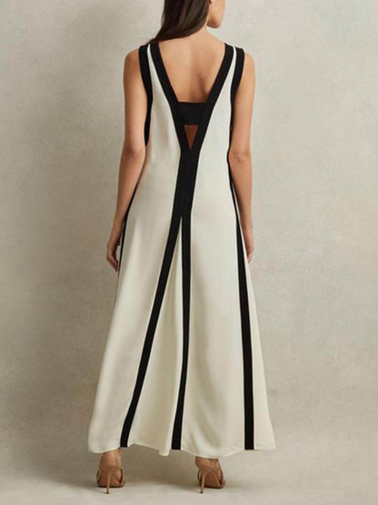 Colorblock Reversible Style A-Line Maxi Dress Olympus London