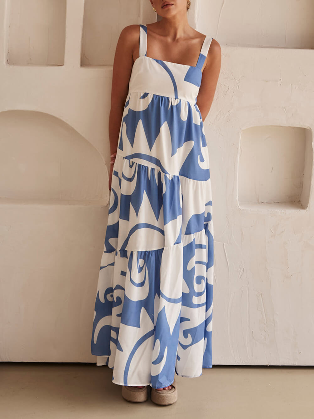 Enchanting Geometric Print Maxi Dress Olympus London