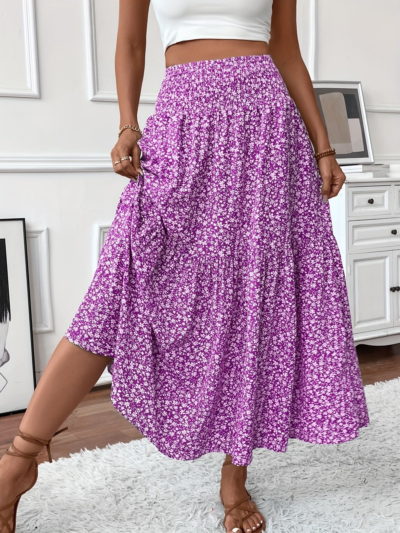 Mia Collection | Women's Maxi Skirt with Floral Print & Flattering Fit | Lightweight Fabric for Effortless Style 9