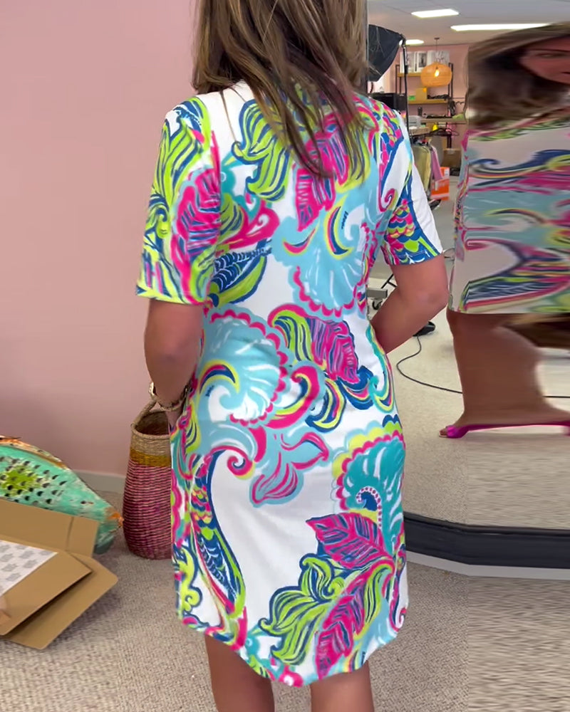 ARIA PRINTED SHIFT DRESS Olympus London