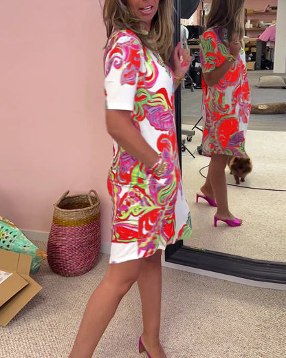 ARIA PRINTED SHIFT DRESS Olympus London