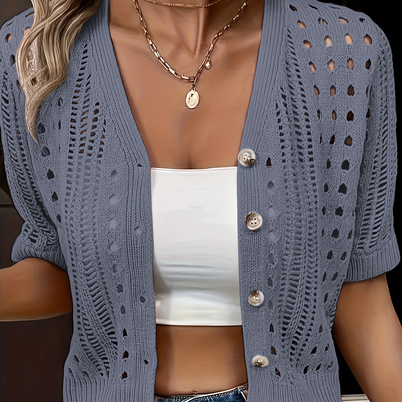 Elena Hollow Knit Cardigan Olympus London