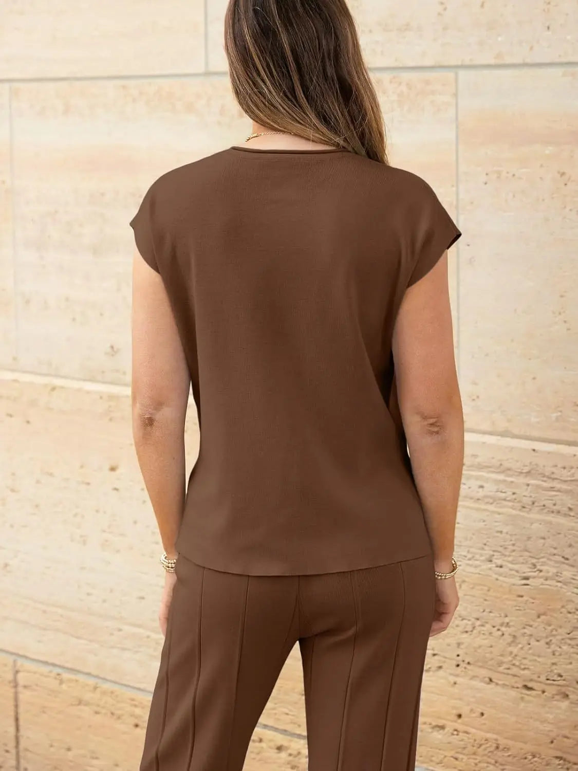 Alvira Women's Two-Piece Set – Relaxed Top & Wide-Leg Trousers