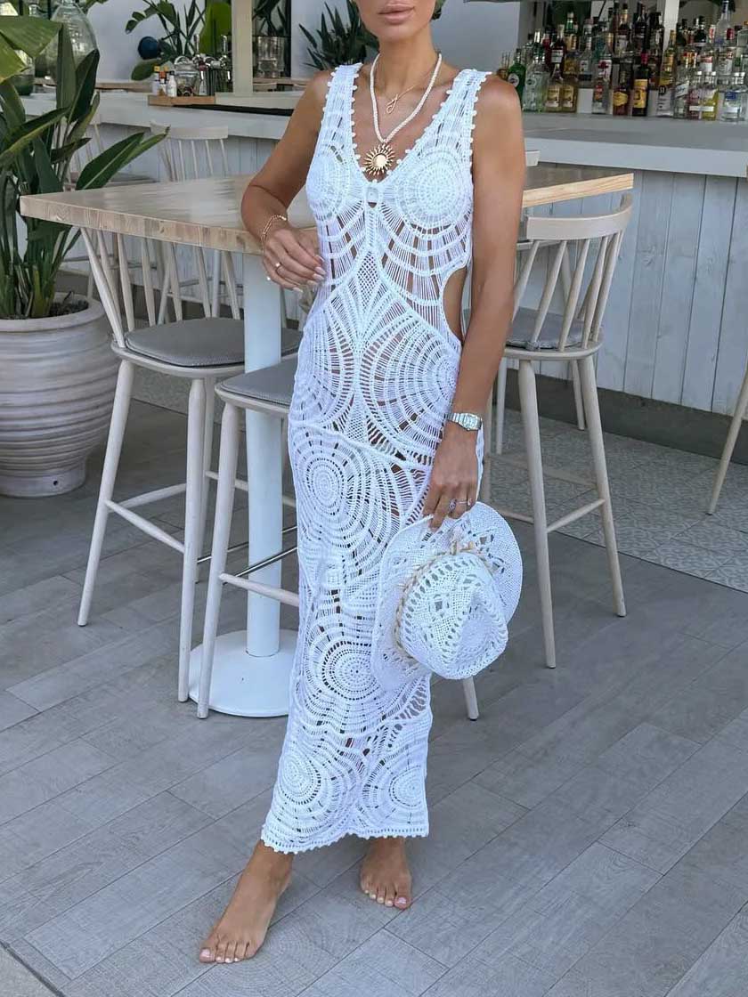 Beach Hollow V-neck Slim Sexy Midi Dress Olympus London