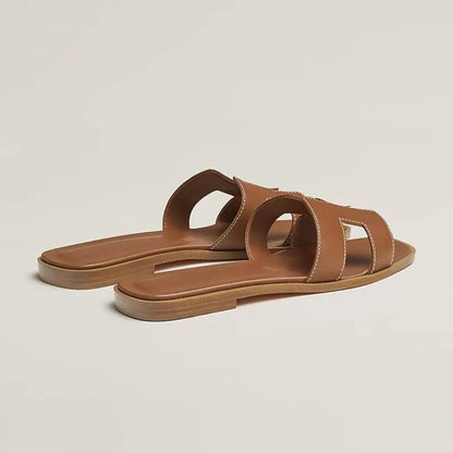 Leather Flat Sandals with Cut Out Strap BULLCAPTAIN