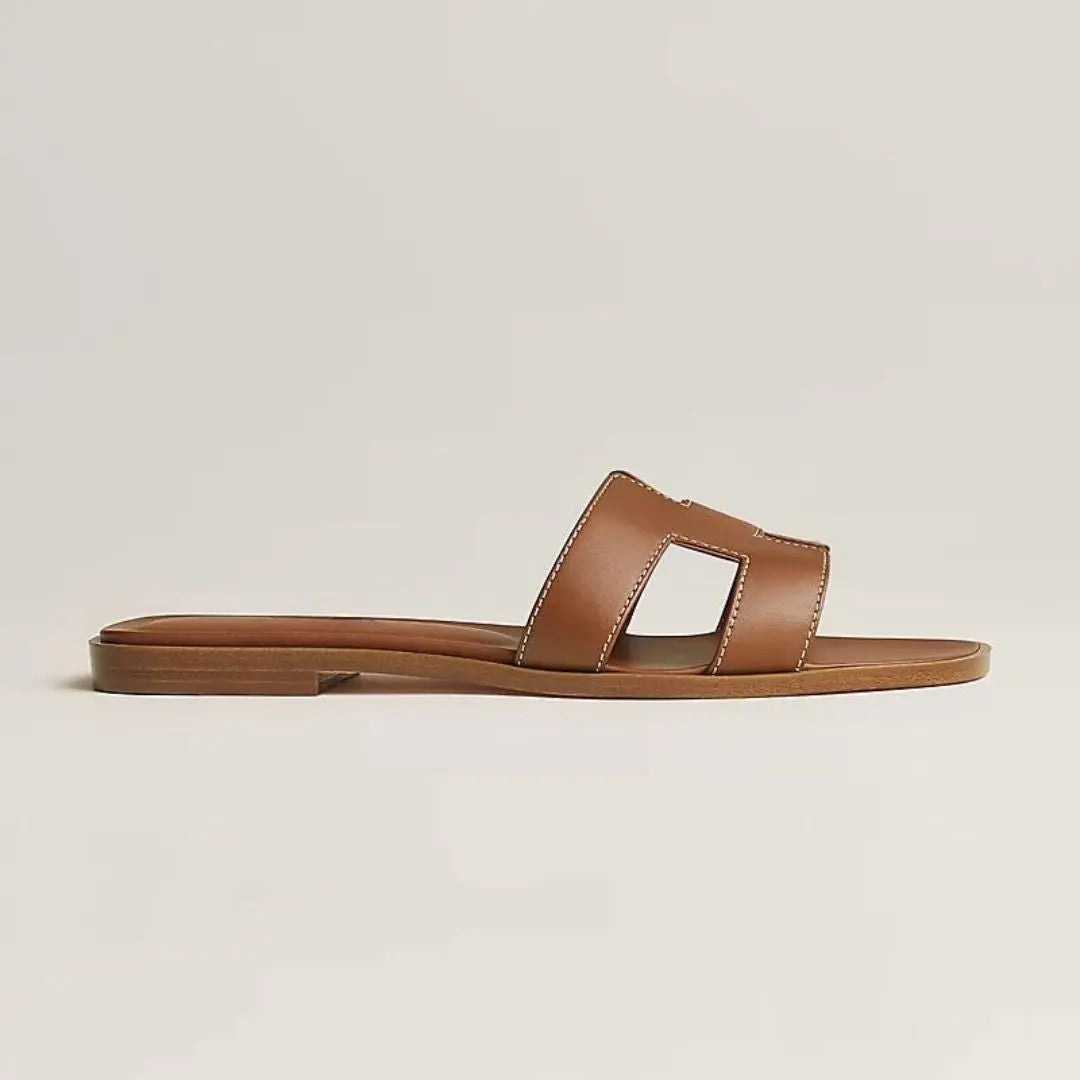 Leather Flat Sandals with Cut Out Strap BULLCAPTAIN