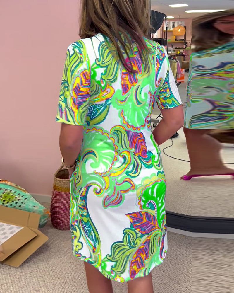ARIA PRINTED SHIFT DRESS Olympus London