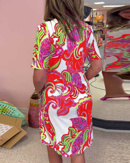 ARIA PRINTED SHIFT DRESS Olympus London