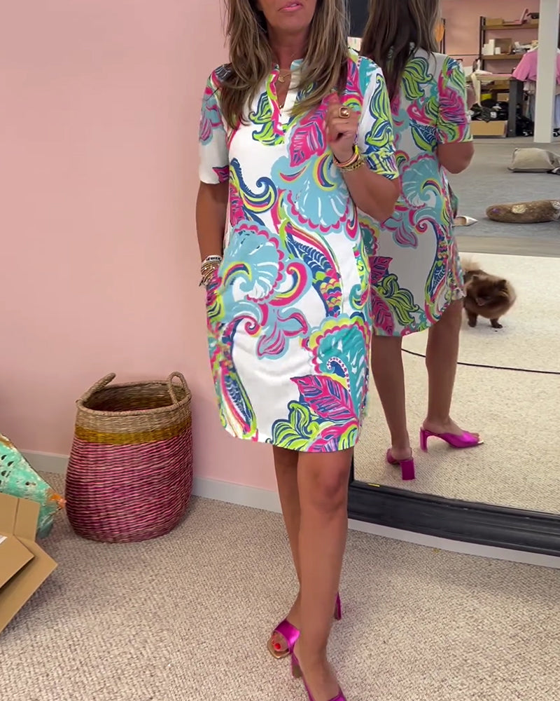 ARIA PRINTED SHIFT DRESS Olympus London