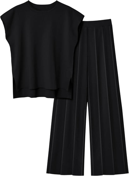 Women's 2-piece knit lounge set black