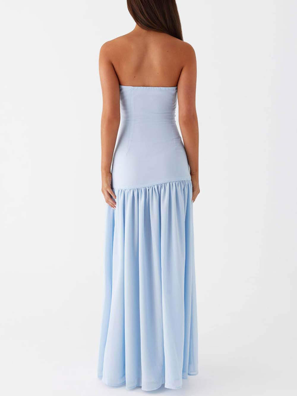 Exquisite Backless Pleats Strapless Maxi Dress Olympus London