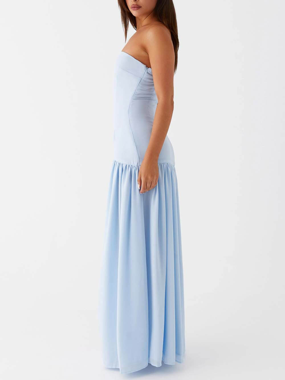 Exquisite Backless Pleats Strapless Maxi Dress Olympus London