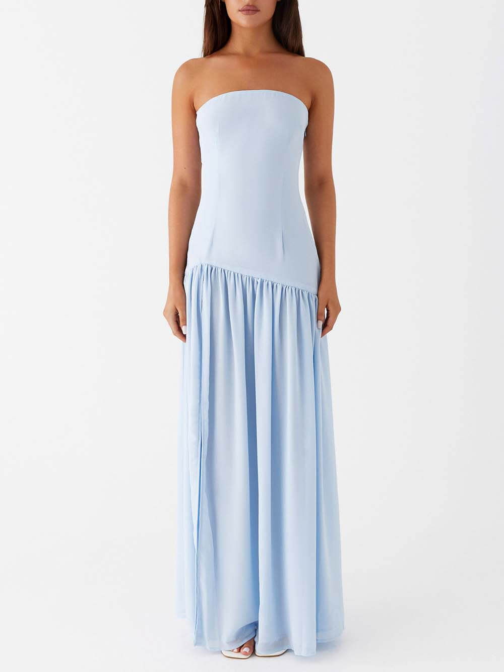 Exquisite Backless Pleats Strapless Maxi Dress Olympus London