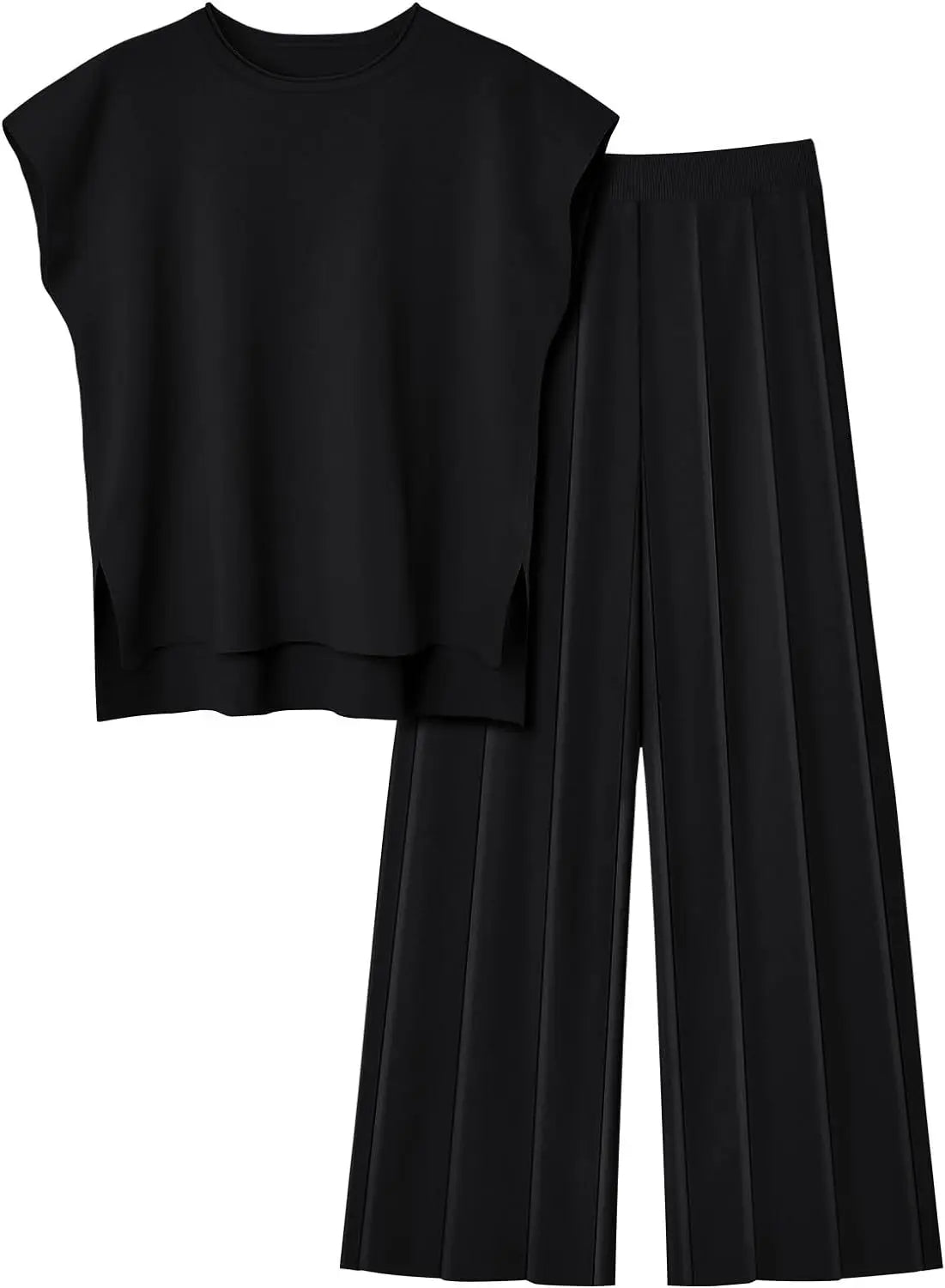 Alvira Women's Two-Piece Set – Relaxed Top & Wide-Leg Trousers