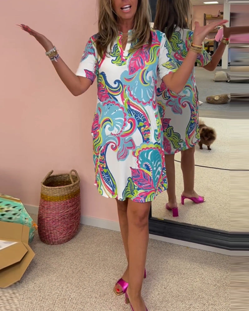 ARIA PRINTED SHIFT DRESS Olympus London