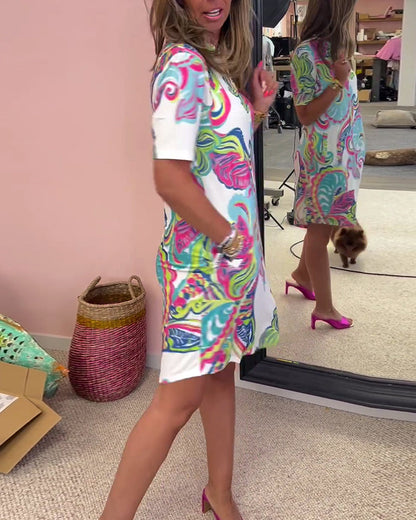 ARIA PRINTED SHIFT DRESS Olympus London