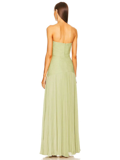 Anna | Women's Strapless Pleated Maxi Wedding Guest Dress 2