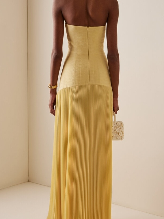 Anna | Women's Strapless Pleated Maxi Wedding Guest Dress 4