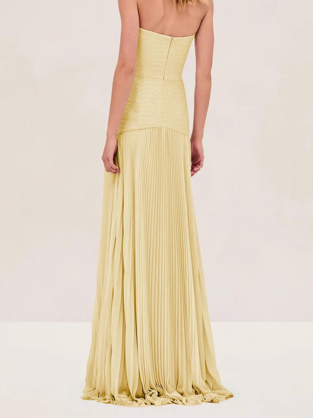 Anna | Women's Strapless Pleated Maxi Wedding Guest Dress 7