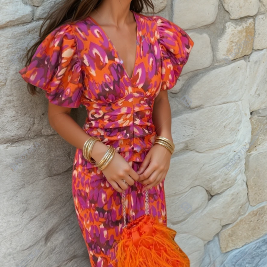 Aria | Women's Wedding Guest Printed Dress 0