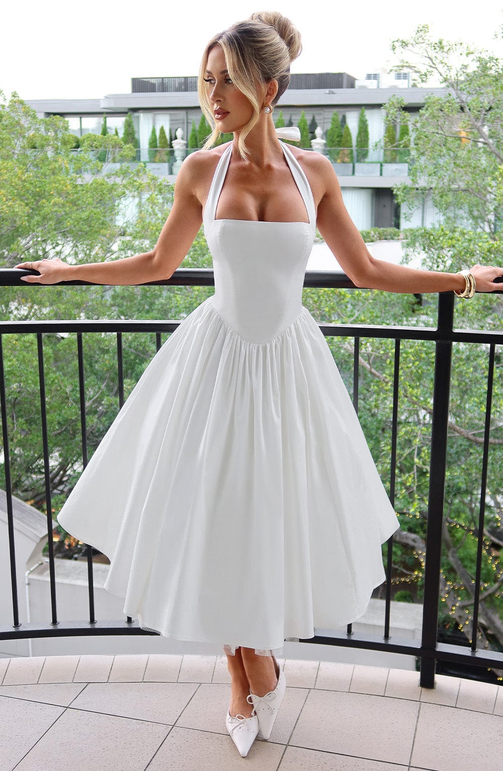 Ariana | Women Wedding Guest Halter Midi Dress 0