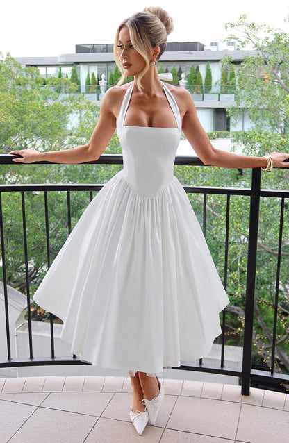Ariana | Women Wedding Guest Halter Midi Dress 0