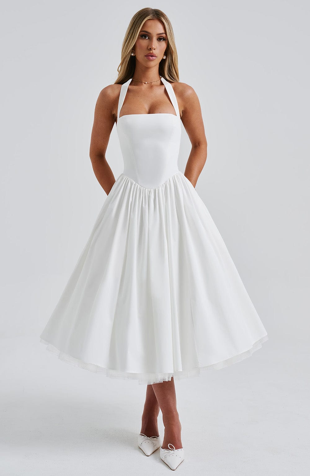 Ariana | Women Wedding Guest Halter Midi Dress 4