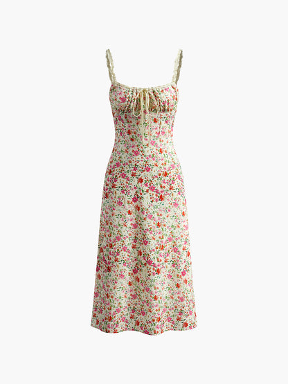 Floral Print Trim Cami Midi Dress Olympus London