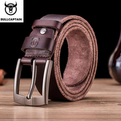 BULLCAPTAIN Genuine Leather Belt for Men Classic Retro