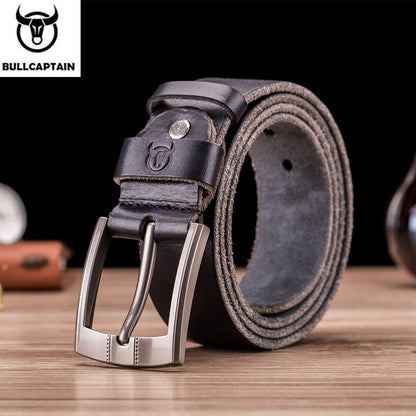 BULLCAPTAIN Genuine Leather Belt for Men Classic Retro