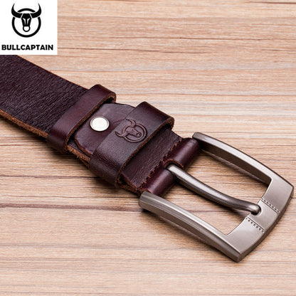 BULLCAPTAIN Genuine Leather Belt for Men Classic Retro
