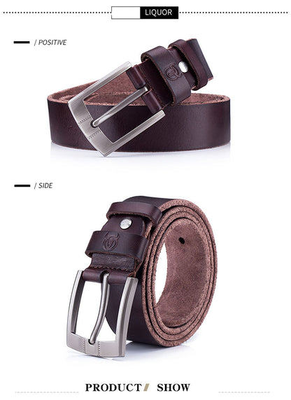 BULLCAPTAIN Genuine Leather Belt for Men Classic Retro