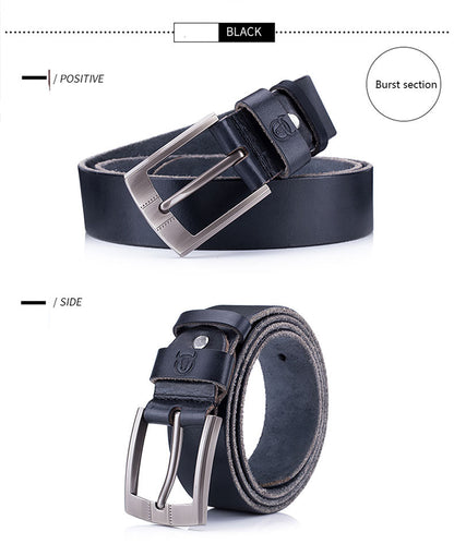 BULLCAPTAIN Genuine Leather Belt for Men Classic Retro