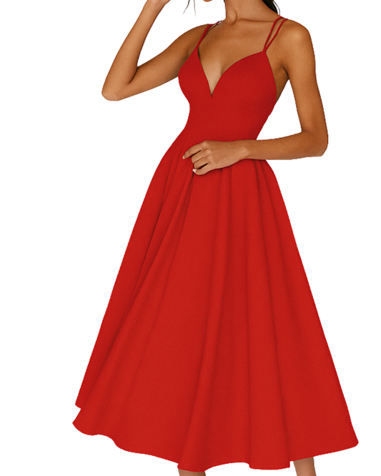 Bella | Women Wedding Guest Strappy Midi Dress 0