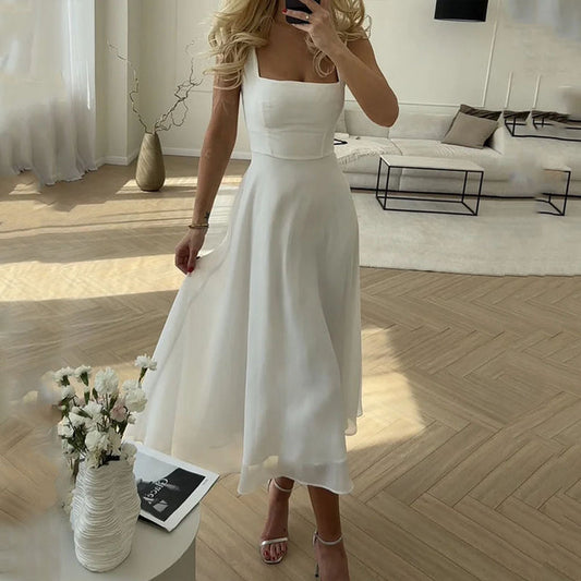 Blair | Women Wedding Guest Square Midi Dress 0