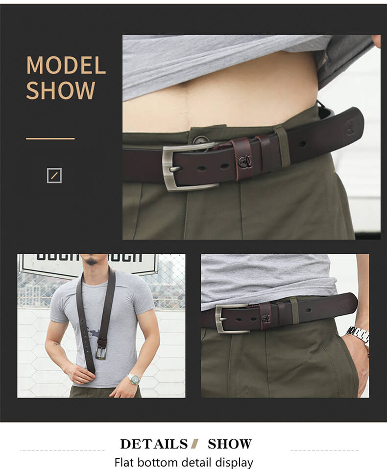 BULLCAPTAIN Genuine Leather Belt for Men Classic Retro