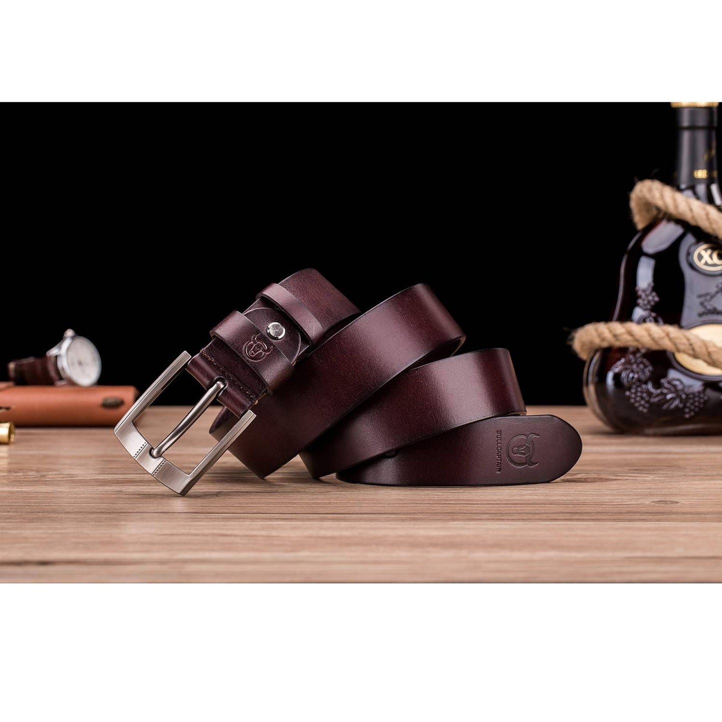 BULLCAPTAIN Genuine Leather Belt for Men Classic Retro