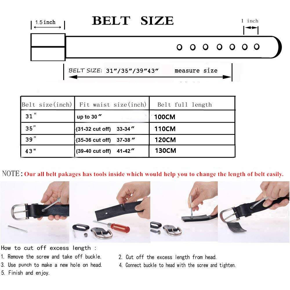 BULLCAPTAIN Genuine Leather Belt for Men Classic Retro
