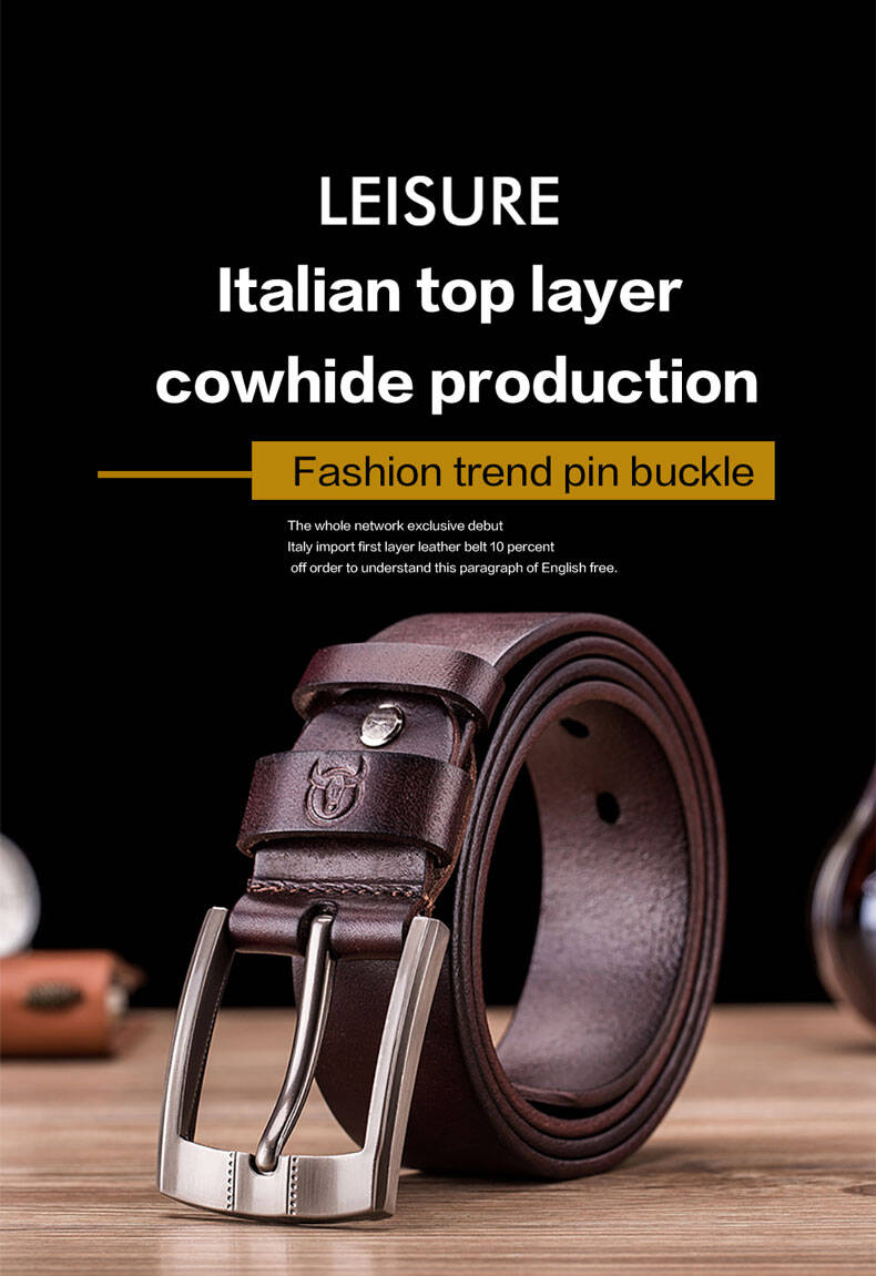 BULLCAPTAIN Genuine Leather Belt for Men Classic Retro