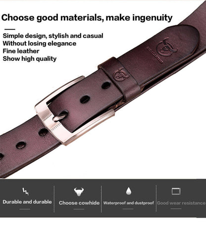 BULLCAPTAIN Genuine Leather Belt for Men Classic Retro