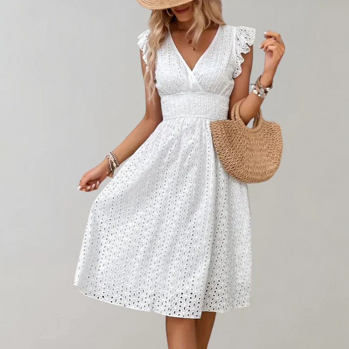 Siri women's flutter sleeves midi dress - side