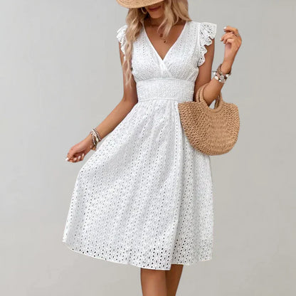 Siri women's flutter sleeves midi dress - side