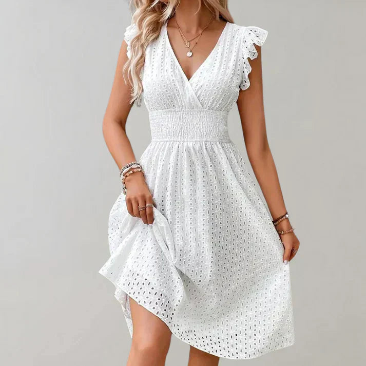 Siri women's flutter sleeves midi dress - back