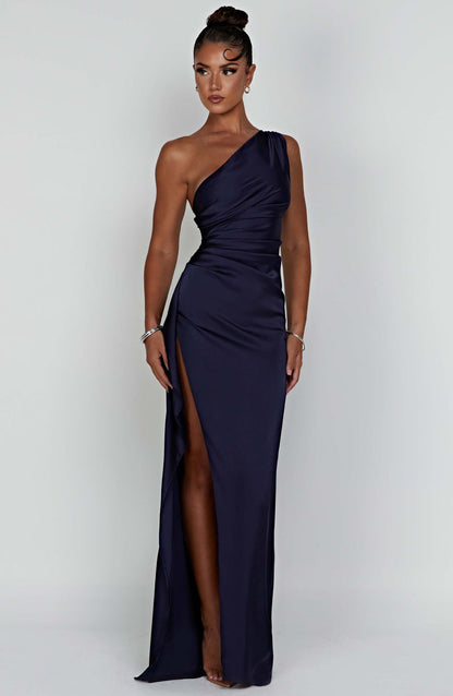 Celeste | Women's Wedding Guest Satin One Shoulder Bodycon Dress 6