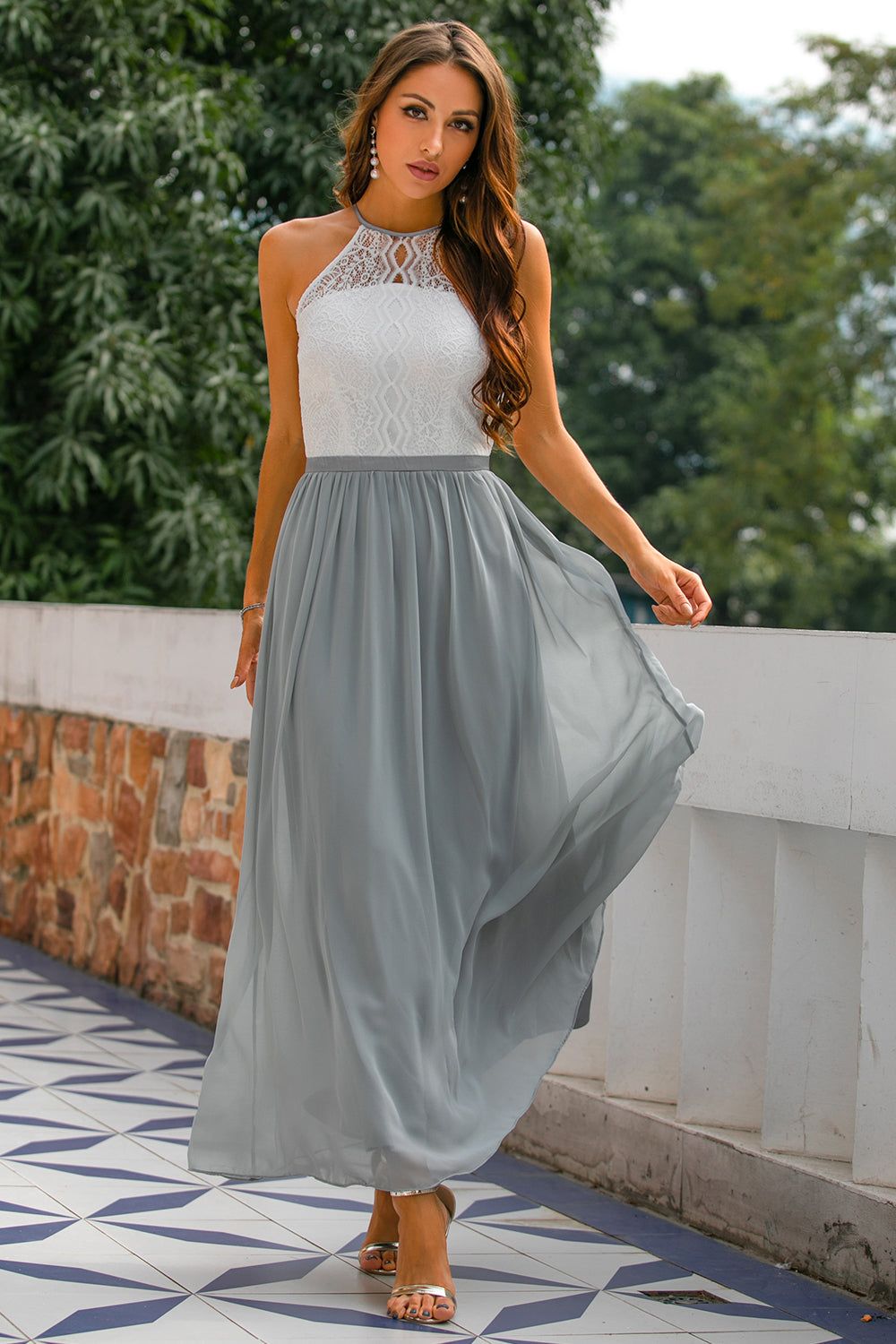 Claire | Women Wedding Guest Halter Maxi Dress 0
